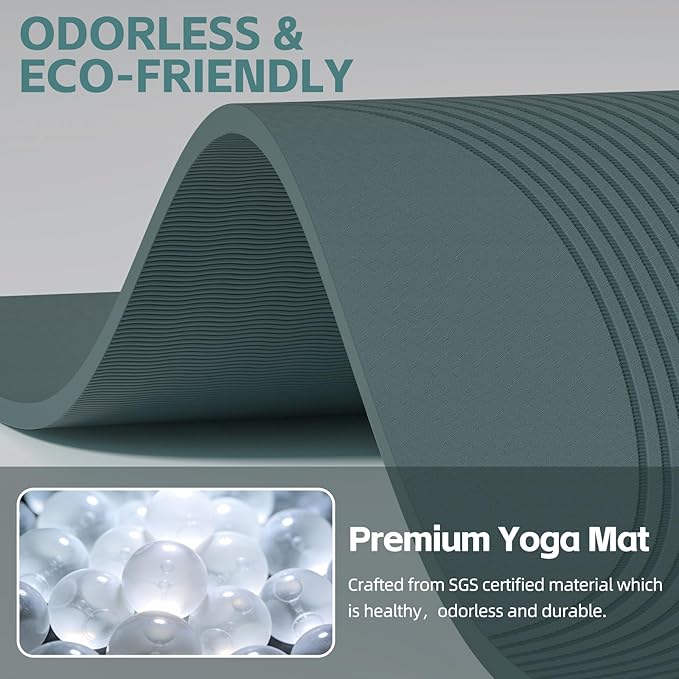 PAIDU Large Yoga Mat, 72" x 36" x 2/5"（10MM） Thick Non-Slip Exercise Mat, SGS-Certified POE Material, Ideal for Home Gym, Yoga, Pilates, Fitness Workouts & Floor Mat