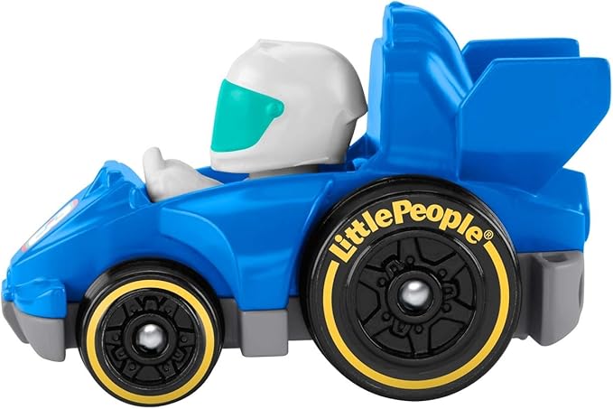Fisher-Price Little People Wheelies Race Car - GMJ21 ~ Blue #3 Grand Prix Racer
