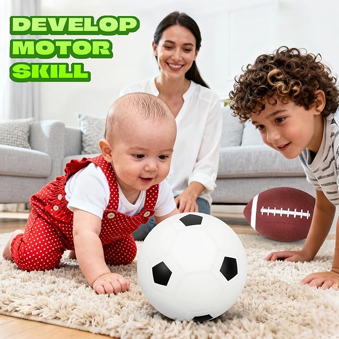 Mini Toddler Balls Toys Set for Kids, Mini PVC 5 Inch Basketballs Balls-5" Little Soccer, Football,- Playground Kick Ball Gift for Children Yard Indoor Outdoor Beach Pool 4 Pack