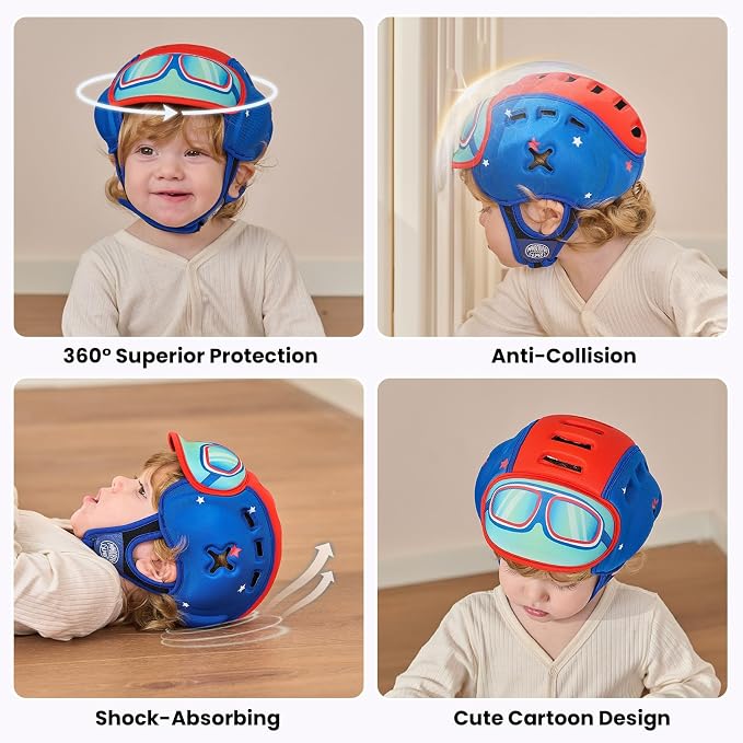 Baby Head Protector Baby Helmet for Crawling and Walking - No Bumps and Soft Safety Peak - Ultra Light and Adjustable Baby Head Protector Suitable for Babies 6-24 Months-Winged Star