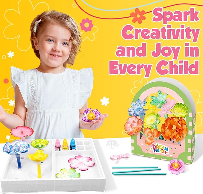 SkilLify Flower Craft Kits,DIY Paper Arts and Crafts Bouquet Toys for Kids, Create 3D Color Changing Blossoms, Educational Activity Preschool,Birthday Gifts for 4 5 6 7 8+Year Old Girls & Boys