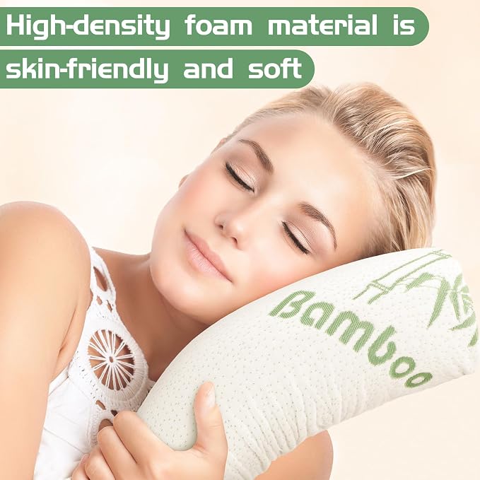 Bucherry 1 Pcs 15.8 x 5.9 Inches Cervical Neck Roll Memory Foam Pillow Cylinder Bolster Pillow for Bed Round Neck Support with Removable Washable Cover for Sleeping Travel Yoga Legs Back Lumbar