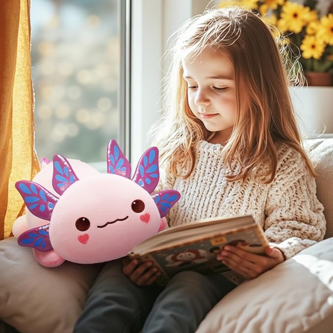 Cute Axolotl Plush Pillow, Kawaii Plushies Pink Axolotl Stuffed Animals, Squishy Plushies, Cuddle Plush Pillow for Kids & Girls (13 Inch)