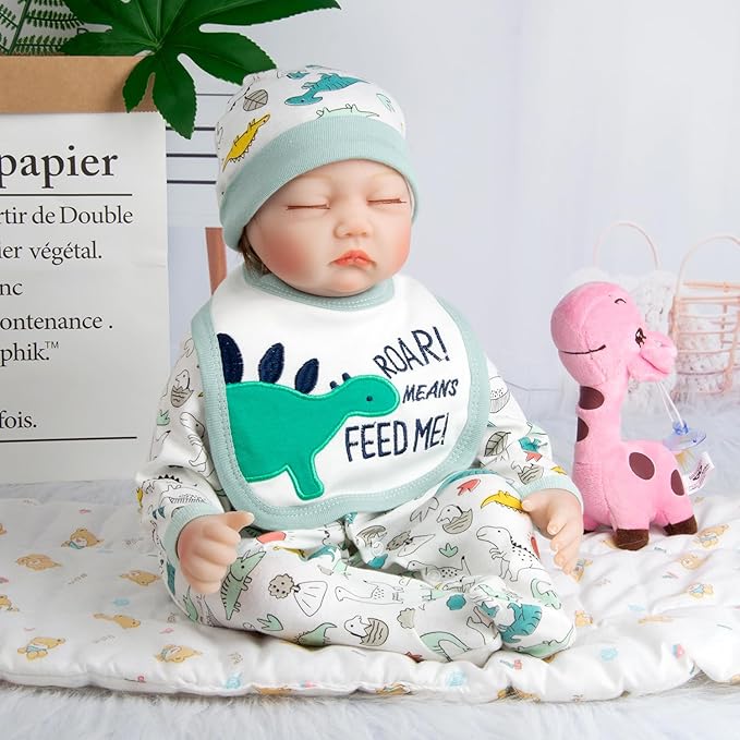 PEDOLLTREE Reborn Baby Doll Clothes Dinosaurs 5 Pcs Set for 17-22 Inch Baby Doll Clothes Outfits Accessories Newborn Boy&Girl