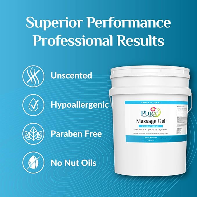 Arnica Therapy 5 Gallon Massage Gel, Arnica Extract, Professional, Massage Therapy, Deep Tissue, Unscented, Hypoallergenic, Natural Ingredients, Skin Hydrating, Moisturizing, Muscle Relief