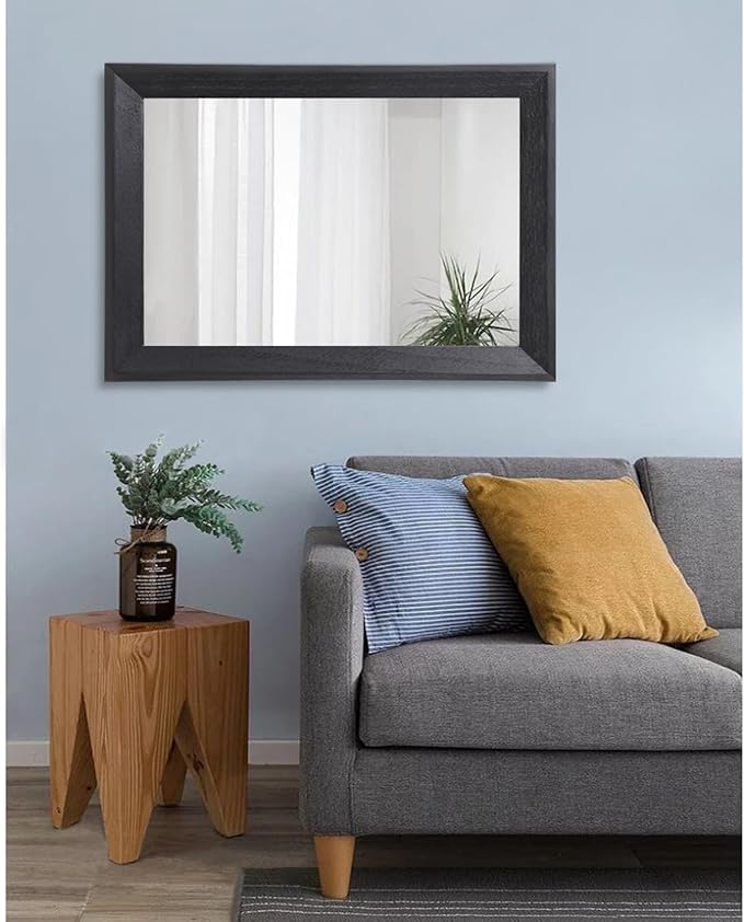 AAZZKANG Black Mirrors for Wall Rectangle Wood Framed Large 28"x20" Decorative Wall Mirror for Bedroom Bathroom Living Room Dressing Room Entryway | Decorative Wall Mirror for Bedroom Bathroom Living Room Dressing Room Entryway