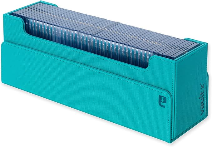 Vault X Card Storage Box, Exo-Tec Material, Detachable Magnetic Lid, with Dividers & Foam Fillers, for Trading Cards (Teal)