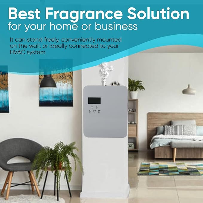Smart Scent Air Machine Aromatherapy Diffuser 300ml Waterless for HVAC System with 2 Locking Keys for Home Hotel to 500 Coverage (EU Plug)