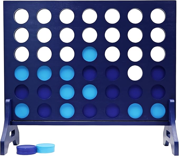 Tailgating Pros Premium Navy Giant Four in a Row with Carrying Case - Jumbo Oversized Outdoor Yard Game - Connect Multiple Pucks in a Row to Win - Many Puck Colors Available!