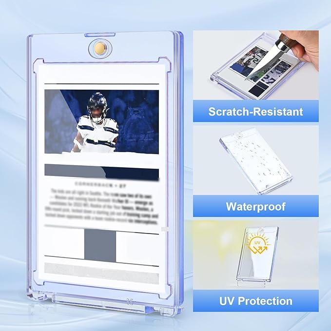 30ct Magnetic Card Holder, 35pt One Touch Card Holder for Trading Cards, Protectors Hard Plastic, U-V Protection Magnetic Display Case for Baseball, Game, Sports Cards