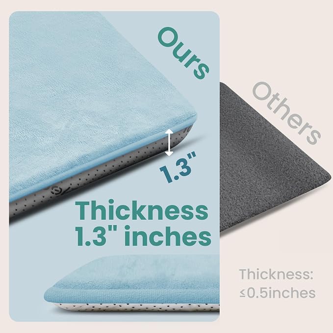 Huloo Sleep Baby Play Mat for Floor,1.3" Thick Elasti-Foam 50"×74" Playpen Mat for Tummy Time,Water Repellent Soft Coral Velvet for Toddler,Infant,Kids,Non-Slip Backing Safe for Crawling(Light Blue)
