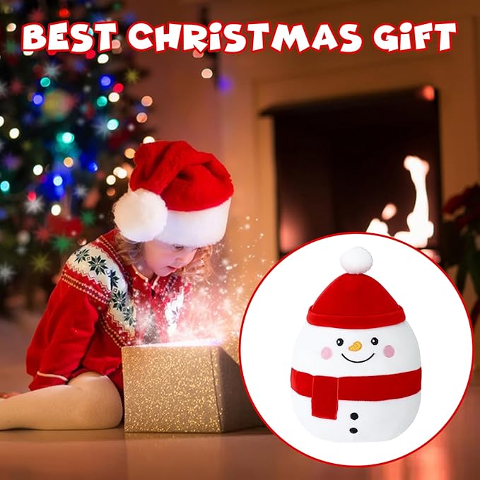 Snowman Plush Toy Snowman Stuffed Animal Cute Christmas Snowman Plushies Pillow Soft Plushie Doll Gifts for Kid Decor, Christmas Snowman Plush(11 Inch)