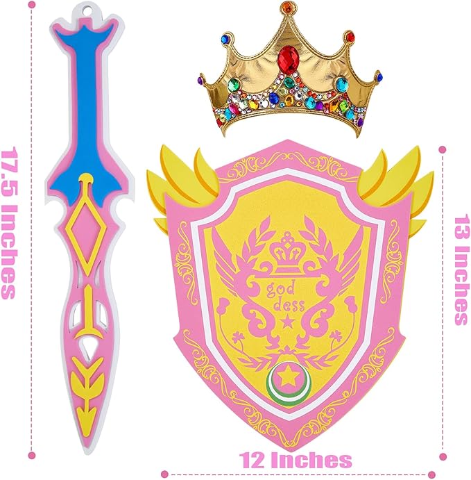 RICHNESS Kids Toy Swords and Shields Foam Play Sword and Shield for Kids Dress Up and Costumes Pack of 2 Players