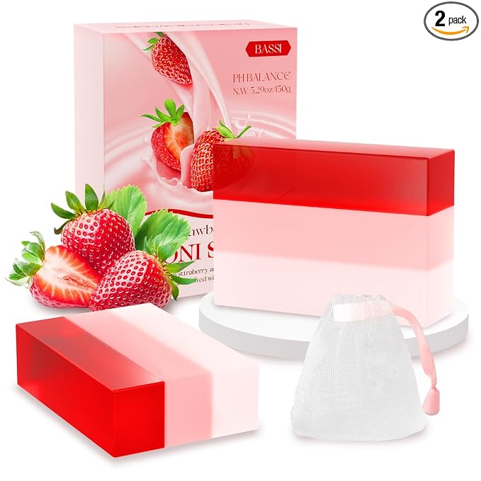 2 Pack Yoni Soap Bars, Natural Vaginal Wash for Women Feminine Wash Vaginial Deodorants pH Balance, Eliminates Odor, Feminine Cleansing Bar Soap Vaginal Care Soap, Handmade Strawberry Body Soap