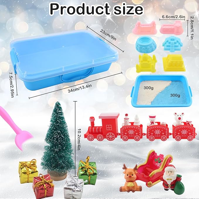 Christmas Sensory Bin Toys,Winter Polar Sensory Bin,Creativity Toy Sensory Bin with Xmas Figurine Ornaments,Stocking Stuffers Gifts