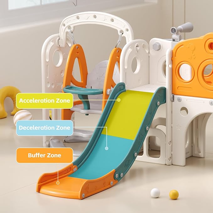 Toddler Slide and Swing Set for 1-3, 9 in 1 Kids Indoor Outdoor Playset, Baby Playground with Basketball Hoop, Telescope