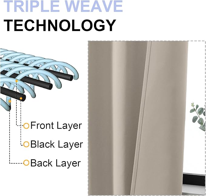 Simplebrand Ava Stone Blackout Curtains for Bedroom, 72 Inch Length, 2 Panels Set, Privacy Thermal Insulated Rod Pocket Curtains for Patio, French Door, W40 x L72 Inch