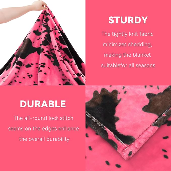 King Size Throw Blanket for Bed, Extra Large Warm Fuzzy Soft Hot Pink Fleece Throw Blanket for Bedroom, Living Room, Hot Pink Gifts for Women Girls Couples, Cozy Home Room Decor, 90x108 inches