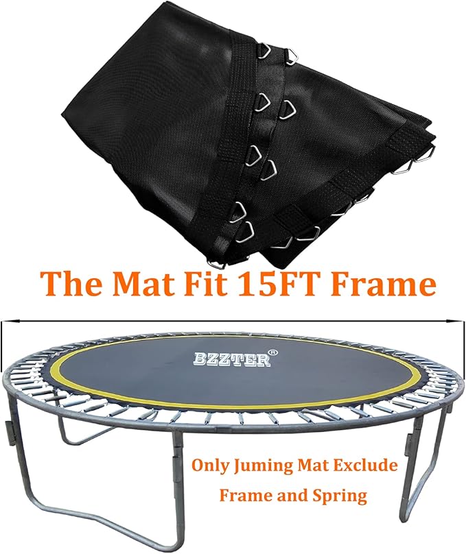 Trampoline Replacement Mat,Fits 15ft Round Frame with 90/96/100/108 Rings,Fits 5.3-8.5" Springs,Longer Lasting with 10 Rows of Stitches,w/Pull Hook and Gloves,（13ft-13.4ft Trampoline Mat