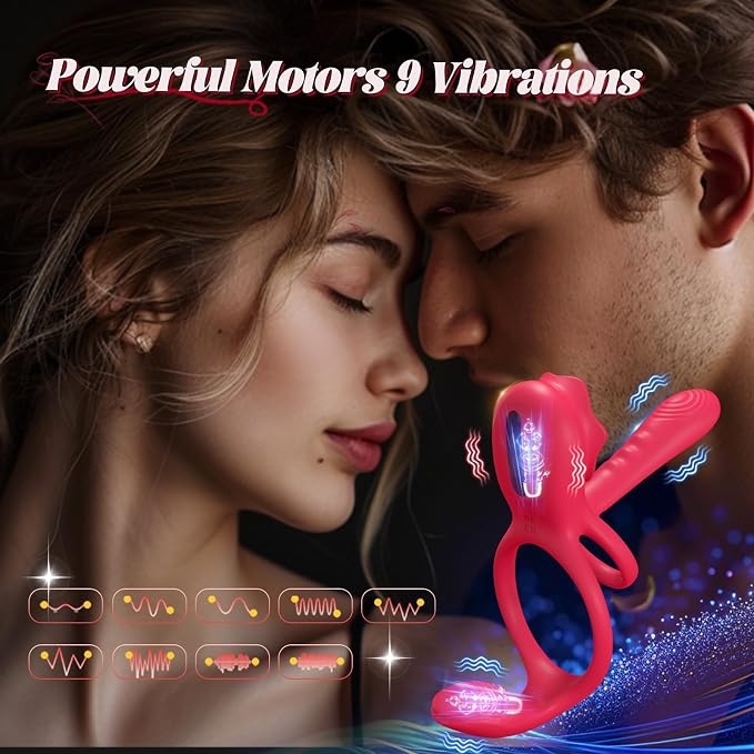Vibrating Cock Ring Penis Sleeve with Rose Clitoral Stimulator, App Remote Control Penis Ring Vibrator, Couples Male Adult Sex Toys Games for Men Women, Healexcer Penis Extender Taint G Spot Sex Toy