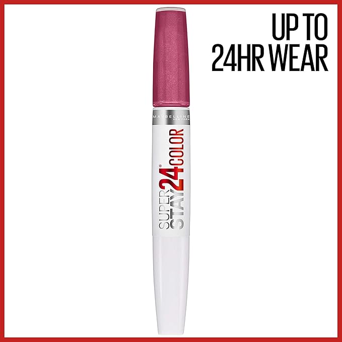 Maybelline Super Stay 24, 2-Step Liquid Lipstick Makeup, Long Lasting Highly Pigmented Color with Moisturizing Balm, Wear On Wildberry, Mauve Pink, 1 Count