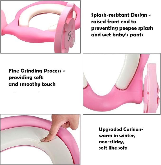 HongK- Giffgaff Potty Training Toilet Ladder Seat With Upgraded Cushion Step Stool Ladder Toilet Chair/Toilet Trainer for Baby Toddler Kids Children In Pink [P/N: ET-BABY001-PINK STEP]
