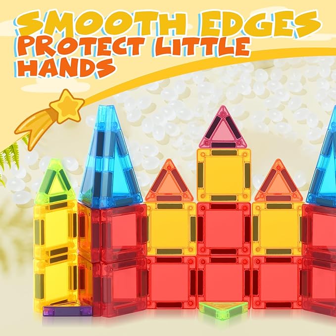Magnetic Tiles, Travel Mini Magnetic Tiles, STEM Building Blocks Sets, Construction Travel Set Toys for Boys Girls Kids Toddlers Ages 3 4 5 6 7 8 9+ Year Old
