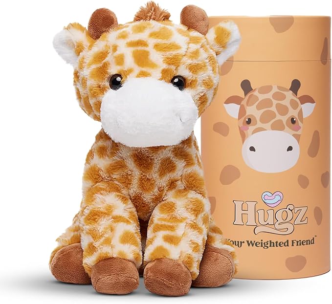 Hugz Official Moose The Giraffe – Premium Weighted Stuffed Plushie 3.8 lb for Adults & Kids – Microwavable Stuffed Animal – Heatable & Coolable – Super Soft Fur – Gift Ready Tube Packaging