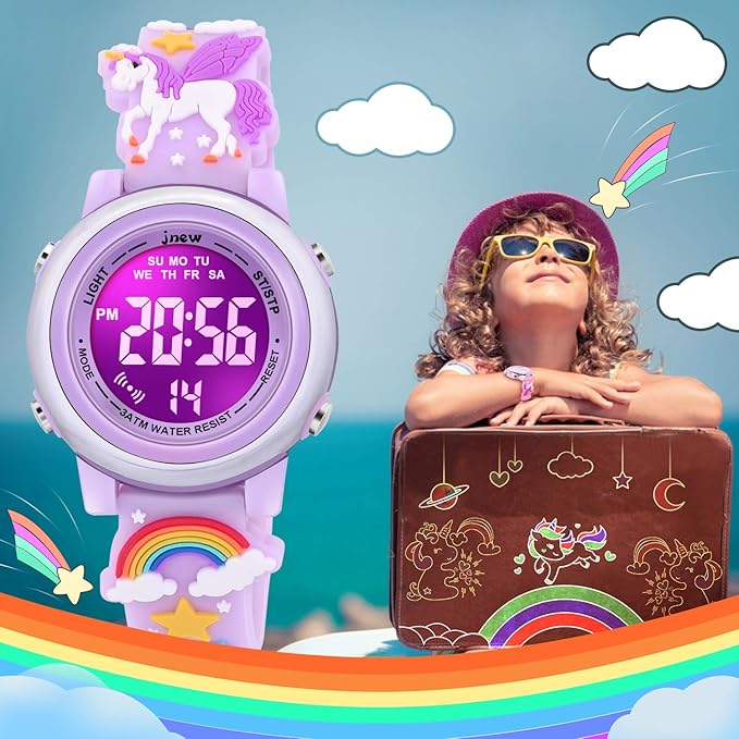 3D Cartoon Waterproof Watches for Girls with Alarm - Best Toys Gifts for Girls Age 3-12