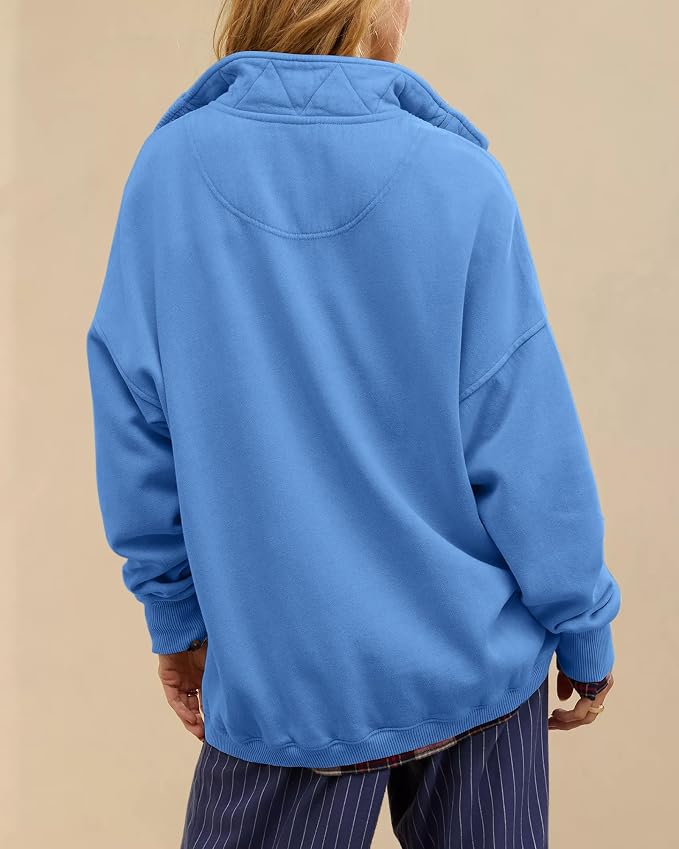 Gacaky Sweatshirt for Women Oversized Casual Long Sleeve Button Henley Neck Pullover Tops Fashion Outfits Clothes