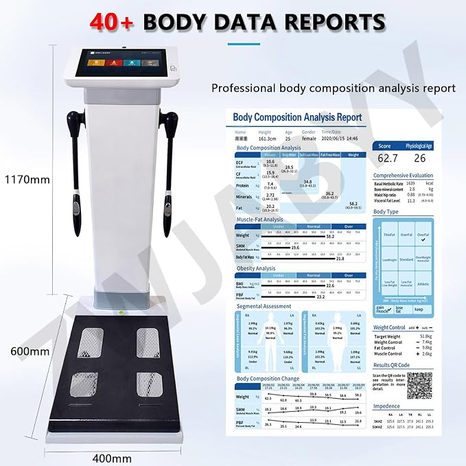 10.1 inch HD Touch Bioimpedance Analysis Machine Ultrasonic Height Test Body Composition Weight Control Fat Analyzer Health Ma