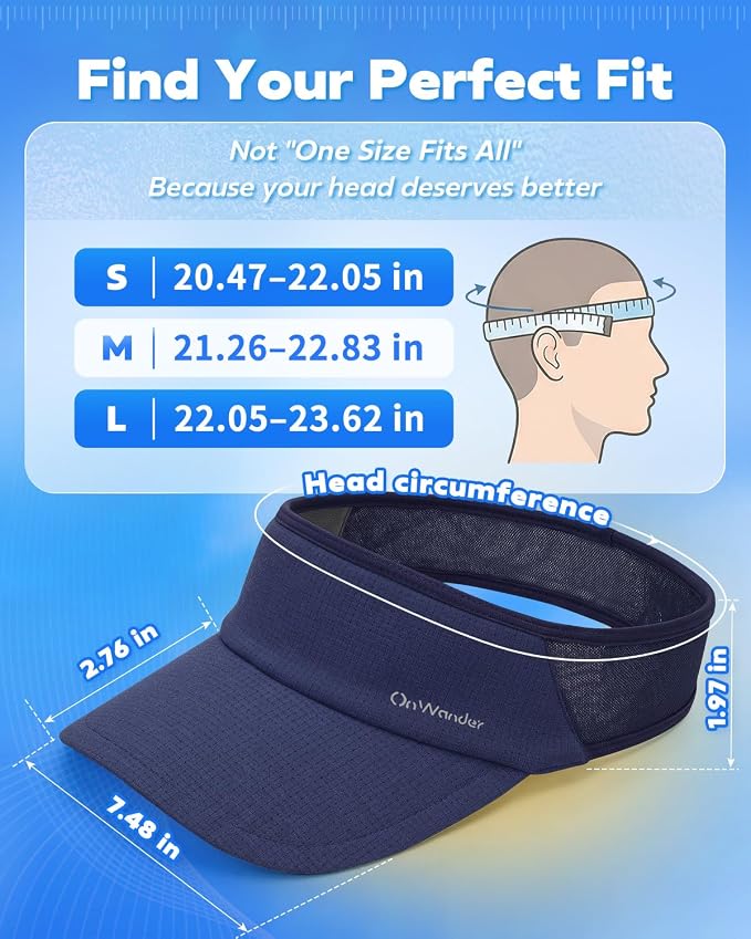 Sport Sun Visor Hat for Women Men - Lightweight Stretchy Polyester Spandex Quick Dry Sweatband Wrinkle Resistant