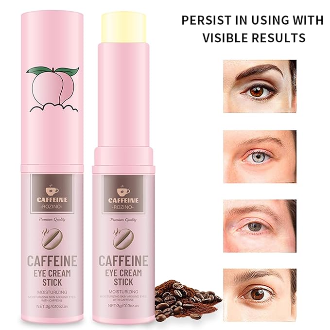 2Pcs Caffeine Eye Balm Stick, Anti-Aging Eye Balm for Puffiness, Dark Circles, Wrinkles, Firm the Light Beige Around The Eyes,Moisturizer Stick with Retinol and Hyaluronic Acid