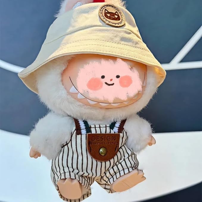 4/5/6 Set Doll Clothes Compatible with 17cm labubu, Clothes for Dolls Outfit, Contain Hat +Glasses+ Summer Camisole Dress+Mini Bag+ Mini Camera + Shoes, No Doll Include (White-6)