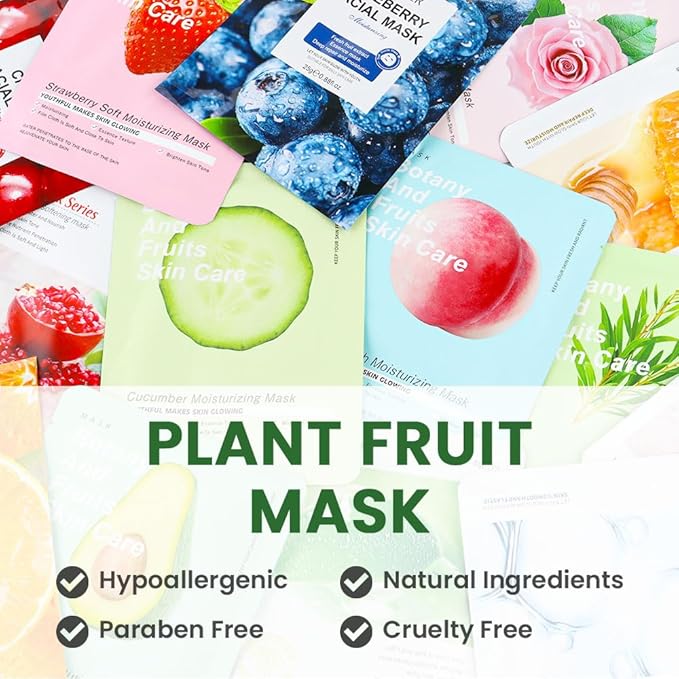 Kaely 10 Pack Variety Face Masks for Kids, Kids Face Mask Spa Day Kit Supplies, Spa Party Favors for Teens Girls Women, Sheet Facial Mask Skincare Gifts Set, Hydrating Nourish for All Skin Types, 02