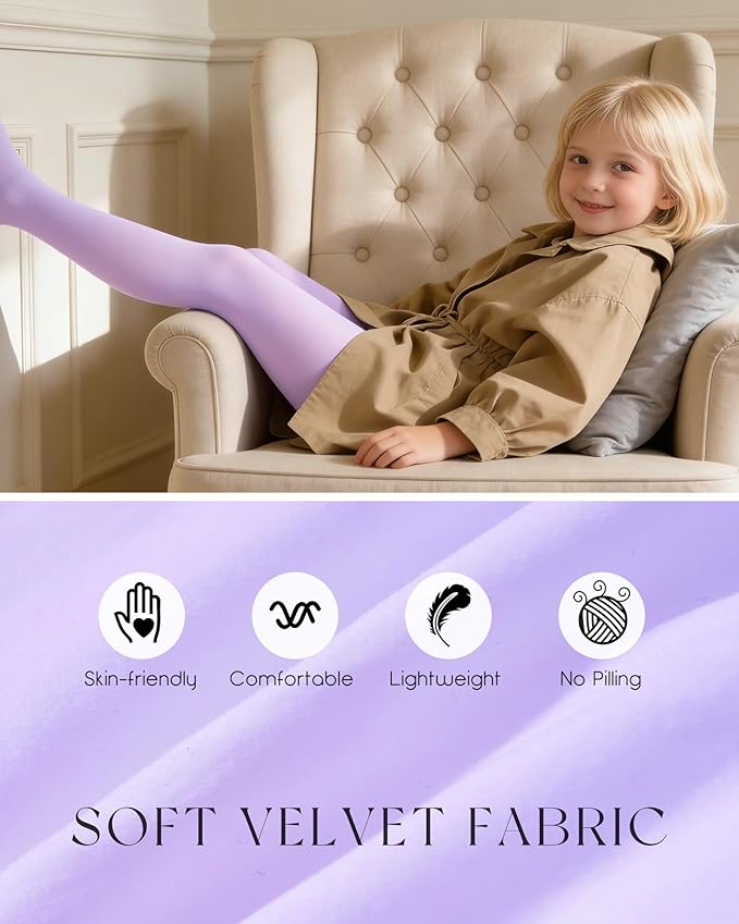 CHUNG Girls Footed Tights Light Weight Stretchy 60D Multi Candy Color Stage Play Costumes 2-12Y