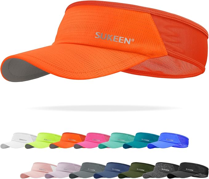 Sukeen Lightweight Sports Sun Visor Hat for Men Women | Packable, breathable, quick-dry, UPF50+ cooling visor hat, stretch fit, for running, tennis, golf, pickleball, softball