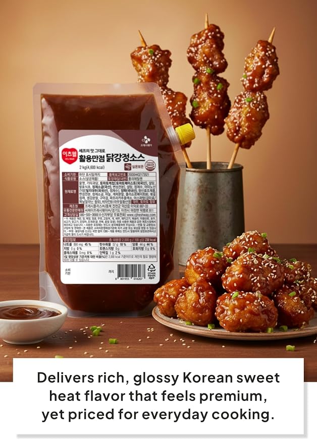 Korean Food CJ Freshway Korean Sweet & Spicy Fried Chicken Sauce, 4.4 lb | Glossy Korean-style red chili sauce suitable for frying, glazing, stir-fry, and dipping