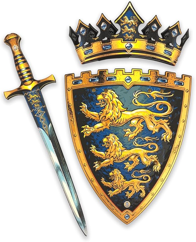 Liontouch - Triple Lion King Foam Sword, Shield & Crown for Boys – Age 3-8 Years | Medieval Toy Set for Pretend Play | Safe Weapons & Battle Accessories for Kids’ Dress Up, Cosplay & Royal Costumes