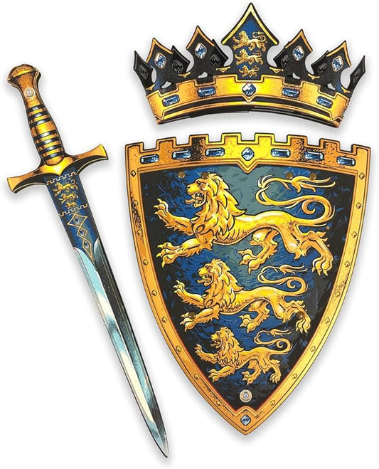 Liontouch - Triple Lion King Foam Sword, Shield & Crown for Boys – Age 3-8 Years | Medieval Toy Set for Pretend Play | Safe Weapons & Battle Accessories for Kids’ Dress Up, Cosplay & Royal Costumes