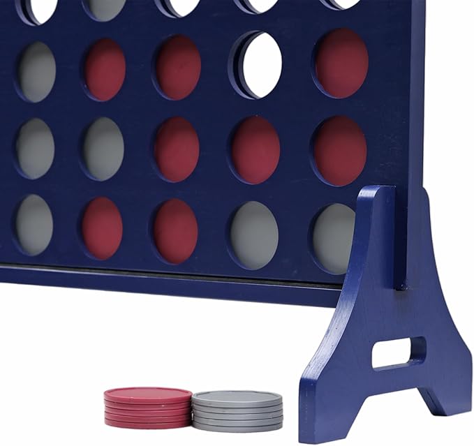 Tailgating Pros Premium Navy Giant Four in a Row with Carrying Case - Jumbo Oversized Outdoor Yard Game - Connect Multiple Pucks in a Row to Win - Many Puck Colors Available!