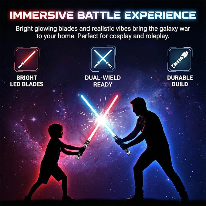 Red Blue Light Sabers for Kids-2pack Cosplay Retractable Detachable LED Light SaberToy Set with Girls Boys and Adults-Gift for Halloween Christmas Birthday Party