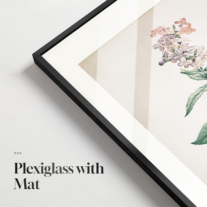 Framed Botanical Floral Wall Art, Set of 6 Vintage Wildflower Prints with Mat, Rustic Farmhouse Nature Flowers Artwork for Bedroom Living Room Hallway Dining Room Modern Neutral Home Decor, 11x14 In