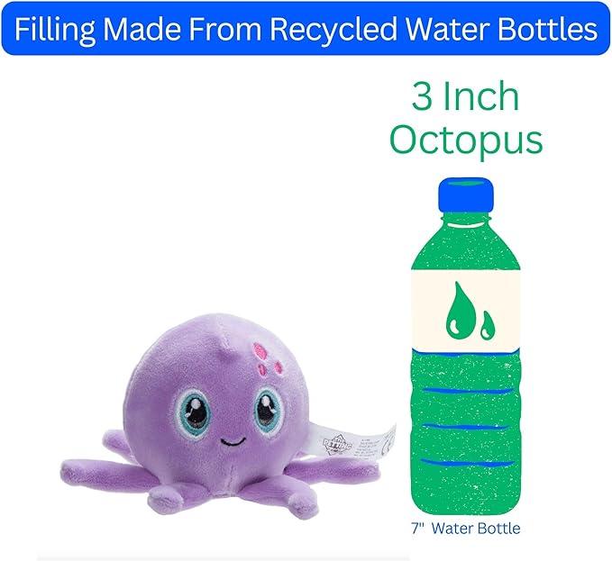 The Petting Zoo Purple Octopus Stuffed Animal Plushie, Gifts for Kids, Squishiez Sealife Animal Squeeze Toy, Octopus Plush Toy, 3 inches