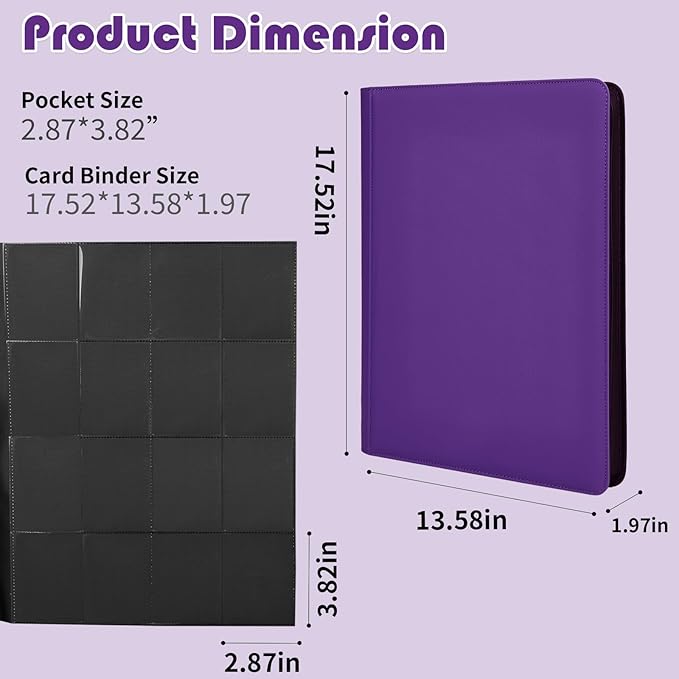 Premium 1000+ Pockets Trading Card Binder, 16-Pocket Ringless Side-Loading Album for TCG, MTG, Lorcana, Sports & Standard-Size Cards