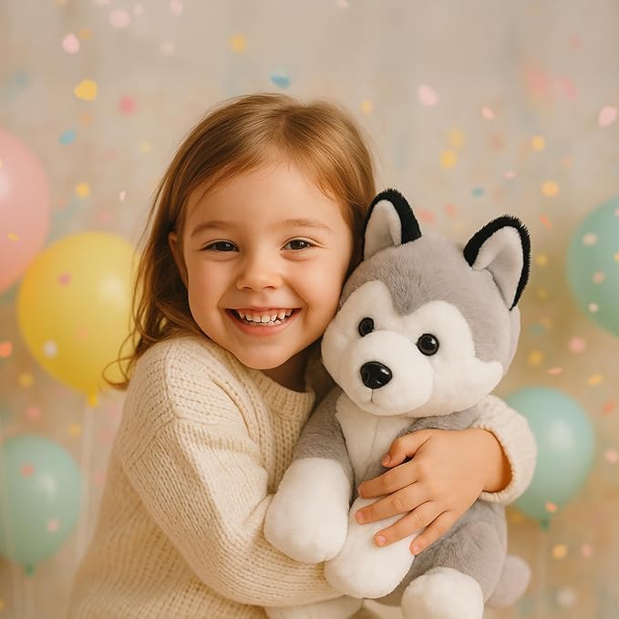 Siberian Husky Stuffed Animals, Soft Puppy Stuffed Dogs Plush Toy for Kids, Girls, Boys, Baby, Birthday, Bedtime Gift, 12 inches