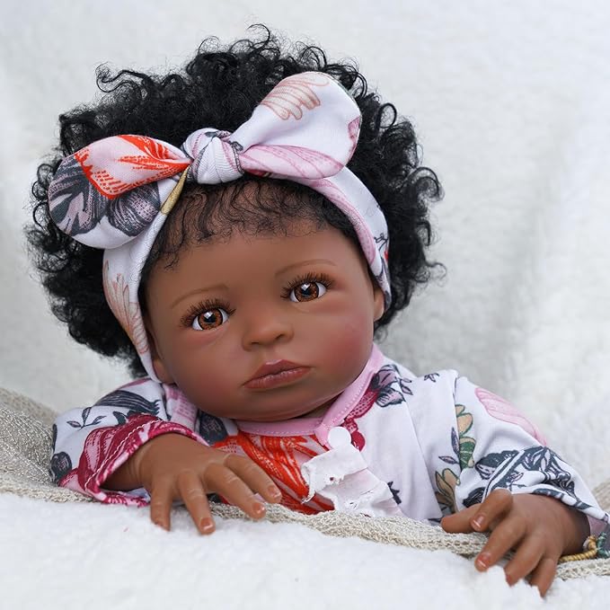 BABESIDE 2 Pcs Reborn Baby Doll Clothes with Headband for 17-22 Inch Babydolls, Floral Patterns Reborn Baby Doll Accessories for Realistic Newborn Dolls Girls, Pink