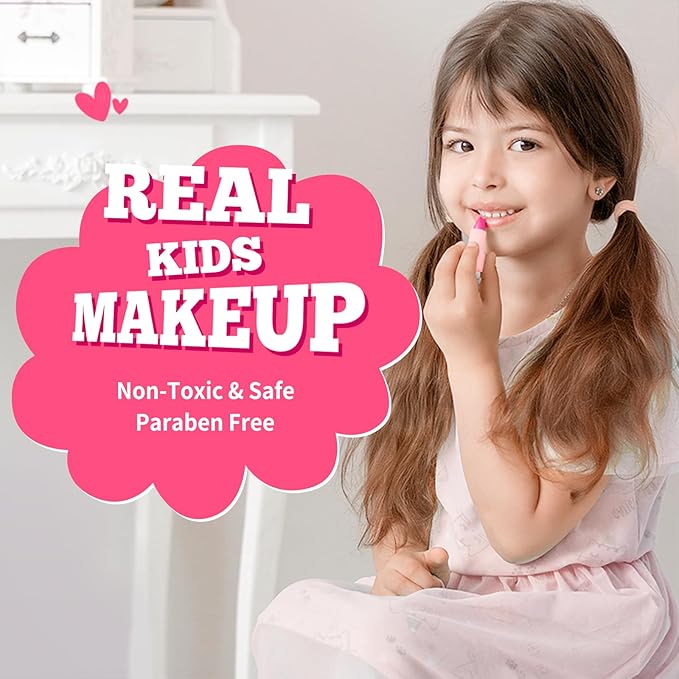 ULOVEME Kids Washable Makeup Kit for Girls 4-6 with Small Coin Purse(5.5x5.25in) - Real, Non Toxic Make Up Toy Gift- Umicorn Gift Set (Rainbow Coin Purse)