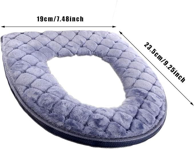 Toilet Seat Cover, Toilet Seat Cushion Warmer Washable Cover Pads with Zipper, Grey