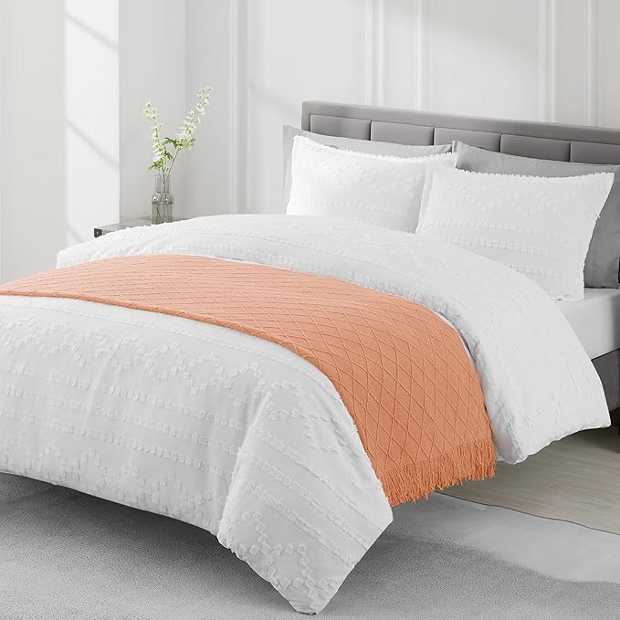 BOURINA Orange Throw Blanket 50x90 Inch Boho Knitted Soft Throw Bed Blanket | Knitted Throw Blanket 50x90 Inches, Soft Lightweight Boho Weave Throw Decorative Couch Blanket for Living Room Bedroom Chair